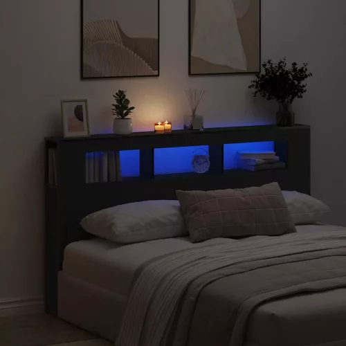 LED ágytámla Musta tammi 180 x 18.5 x 103.5 cm Faanyag