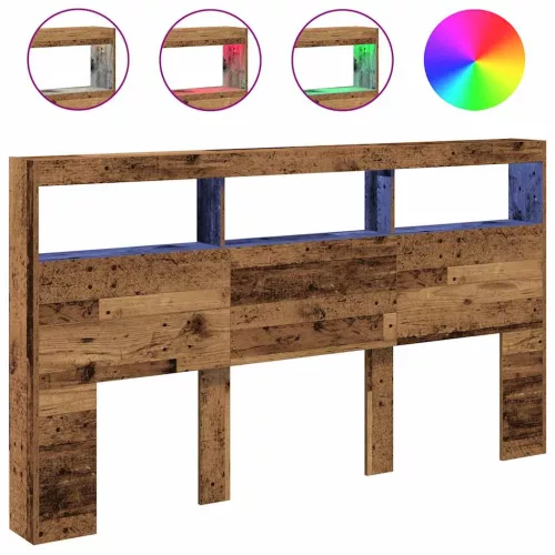 Antik fa áthidalószekrény LED-világítással 180 x 17 x 102 cm