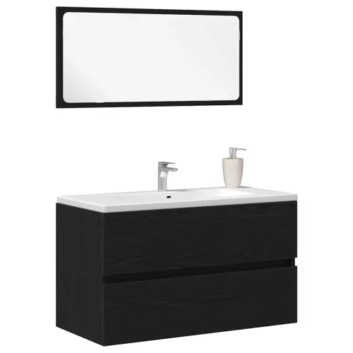 Fürdőszoba Bútor Szett 2 pcs Fekete tölgy 80 x 38.5 x 45 cm