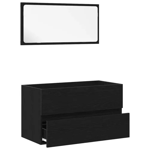Fürdőszoba Bútor Szett 2 pcs Fekete tölgy 80 x 38.5 x 45 cm