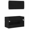 Fürdőszoba Bútor Szett 2 pcs Fekete tölgy 80 x 38.5 x 45 cm