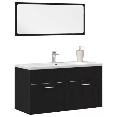 Fürdőszobai Bútor Szett 2 pcs Fekete tölgy 90 x 38.5 x 46 cm