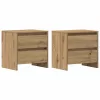 Éjjeliszekrény 2 pcs kézműves tölgy 45 x 34 x 44.5 cm Faanyag