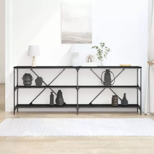 Konzolasztal polcokkal Egyéb Musta tammi 200 x 30 x 75 cm
