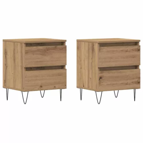 Éjjeliszekrény 2 pcs kézműves tölgy 40 x 35 x 50 cm Faanyag