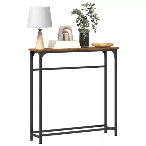 Konzolasztal Öreg fa 75 x 19.5 x 75 cm Műgyantás fa és fém
