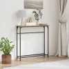 Konzolasztal polcokkal kézműves tölgy 75 x 19.5 x 75 cm