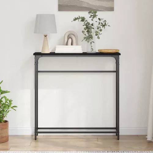Konzolasztal Musta tammi 75 x 19.5 x 75 cm Műgyantás fa és fém
