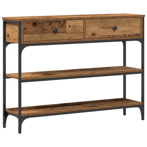 Konzolasztal Régi fa 100 x 25 x 75 cm Műgyantás fa és fém