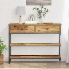 Konzolasztal Régi fa 100 x 25 x 75 cm Műgyantás fa és fém