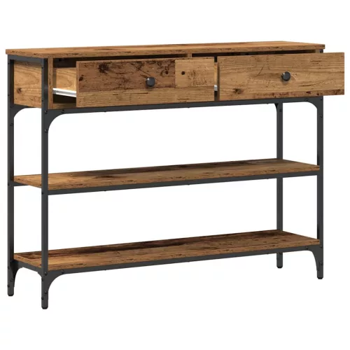 Konzolasztal Régi fa 100 x 25 x 75 cm Műgyantás fa és fém