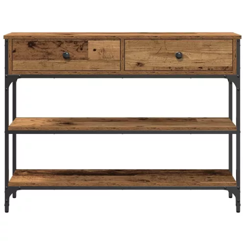 Konzolasztal Régi fa 100 x 25 x 75 cm Műgyantás fa és fém