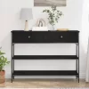 Konzolasztal Musta tammi 100 x 25 x 75 cm Műgyantás fa és fém
