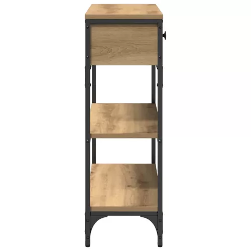 Konzolasztal fiókkal polcokkal kézműves tölgy 72,5 x 25 x 75 cm