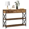 Konzol Asztal Régi fa 100 x 28 x 75 cm Műgyantás fa és fém