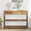 Konzol Asztal Régi fa 100 x 28 x 75 cm Műgyantás fa és fém