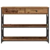 Konzol Asztal Régi fa 100 x 28 x 75 cm Műgyantás fa és fém
