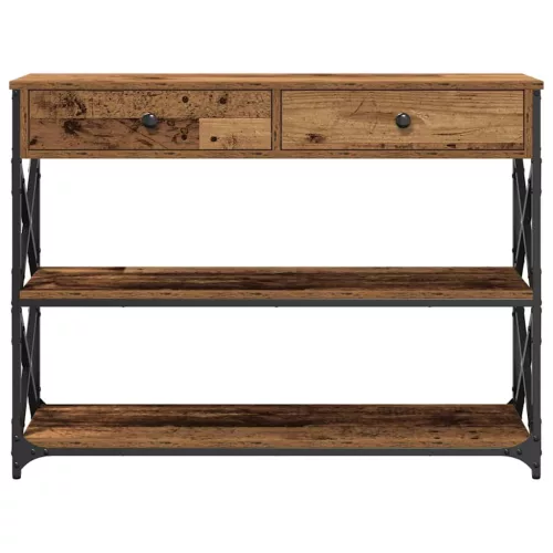Konzol Asztal Régi fa 100 x 28 x 75 cm Műgyantás fa és fém