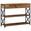 Konzol Asztal Régi fa 100 x 28 x 75 cm Műgyantás fa és fém