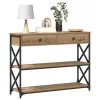 Konzol Asztal fiókkal polcokkal kézműves tölgy 100 x 28 x 75 cm