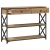 Konzol Asztal fiókkal polcokkal kézműves tölgy 100 x 28 x 75 cm