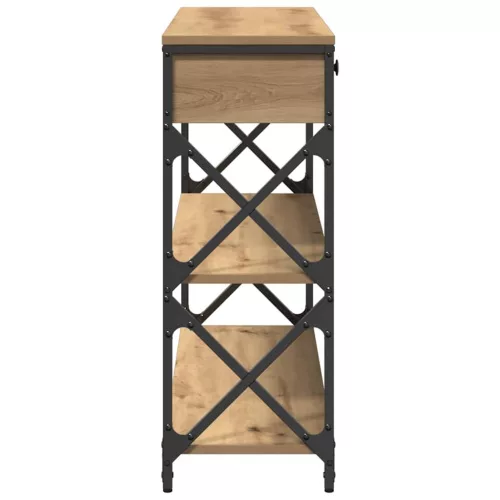 Konzol Asztal fiókkal polcokkal kézműves tölgy 100 x 28 x 75 cm