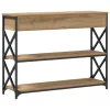 Konzol Asztal fiókkal polcokkal kézműves tölgy 100 x 28 x 75 cm