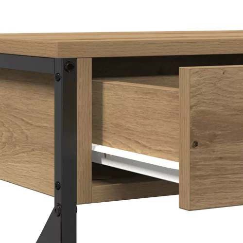 Konzol Asztal fiókkal polcokkal kézműves tölgy 100 x 28 x 75 cm