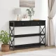 Konzol Asztal Musta tammi 100 x 28 x 75 cm Műgyantás fa és fém