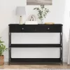 Konzol Asztal Musta tammi 100 x 28 x 75 cm Műgyantás fa és fém