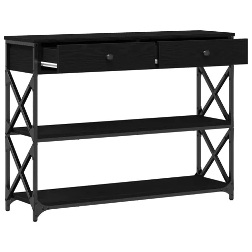 Konzol Asztal Musta tammi 100 x 28 x 75 cm Műgyantás fa és fém