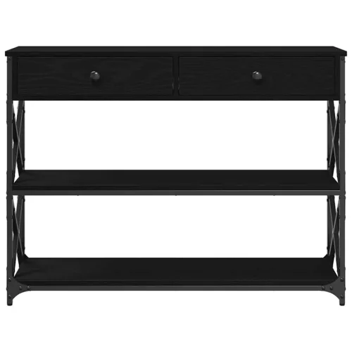Konzol Asztal Musta tammi 100 x 28 x 75 cm Műgyantás fa és fém