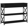 Konzol Asztal Musta tammi 100 x 28 x 75 cm Műgyantás fa és fém