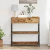 Konzol Asztal Régi fa 75 x 28 x 75 cm Műgyantás fa és fém
