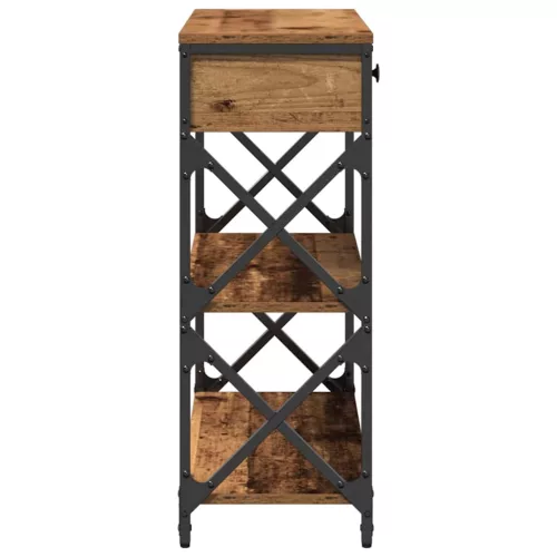 Konzol Asztal Régi fa 75 x 28 x 75 cm Műgyantás fa és fém