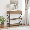 Konzol Asztal fiókkal polcokkal kézműves tölgy 75 x 28 x 75 cm