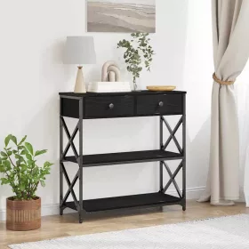   Konzol Asztal Musta tammi 75 x 28 x 75 cm Műgyantás fa és fém