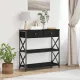 Konzol Asztal Musta tammi 75 x 28 x 75 cm Műgyantás fa és fém