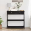 Konzol Asztal Musta tammi 75 x 28 x 75 cm Műgyantás fa és fém