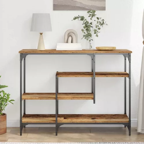 Konzolasztal Régi fa 100 x 35 x 75 cm Műgyantás fa és fém