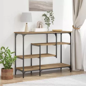 Konzolasztal polcokkal kézműves tölgy 100 x 35 x 75 cm