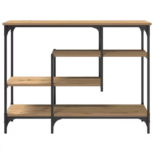 Konzolasztal polcokkal kézműves tölgy 100 x 35 x 75 cm
