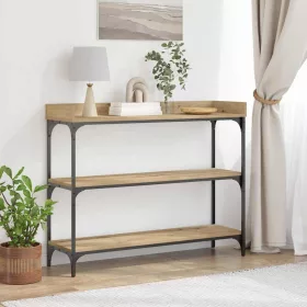 Konzolasztal polcokkal kézműves tölgy 100 x 30 x 80 cm