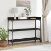 Konzolasztal Musta tammi 100 x 30 x 80 cm Műgyantás fa és fém