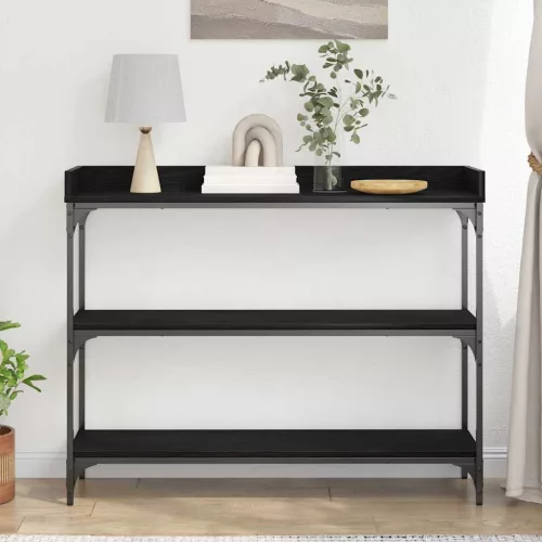 Konzolasztal Musta tammi 100 x 30 x 80 cm Műgyantás fa és fém