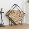 Fekete hidegen hengerelt acél tűzifatároló 100x25x100 cm