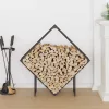 Fekete hidegen hengerelt acél tűzifatároló 100x25x100 cm