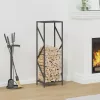 Fekete hidegen hengerelt acél tűzifatároló 34x25x100 cm