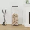 Fekete hidegen hengerelt acél tűzifatároló 34x25x100 cm