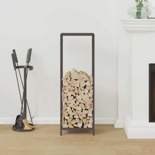 Fekete hidegen hengerelt acél tűzifatároló 34x25x100 cm